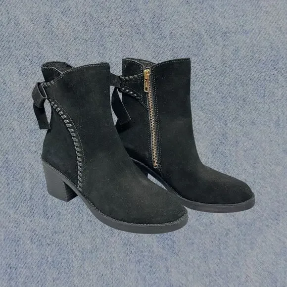 UGG Women's Fraise Whipstitch Suede Ankle Boots in Black, Size 6.5 - Picture 1 of 6